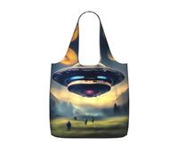 CNTDBU UFO Landing Sac de courses pliable léger réutilisable pour courses, sac à dos de voyage de 25 l avec cordon de serrage pour le travail et la salle de sport