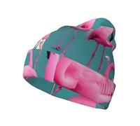 Cntdbu Un flocage de flamants roses unisexe imprimé intégral bonnet tricoté doux d'hiver manchette bonnet pour homme femme bonnet extensible chaud tête de mort cadeau fantaisie drôle noir