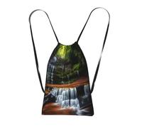 CNTDBU Waterfall View Sac à dos pliable avec cordon de serrage - Sac de courses léger et réutilisable pour voyage, sac à dos compact pour le camping, la salle de sport