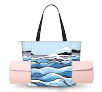 CNTDBU Waves Lapping At The Rocks Grand sac de yoga pour femme avec support pour tapis de yoga, sac à bandoulière léger pour entraînement, voyage, plage