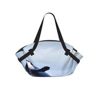 CNTDBU Whales at sea 2 en 1 Couverture de pique-nique Sac pliable étanche rond pour plage Parc, sac fourre-tout portable avec poches de rangement pour aventures en plein air