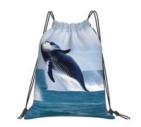 CNTDBU Whales At Sea Grand sac à dos imperméable et léger pour la gym, le sport, sac à dos décontracté avec cordon de serrage pour voyage, randonnée