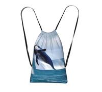 CNTDBU Whales at sea Sac à dos pliable avec cordon de serrage - Sac de courses léger et réutilisable pour voyage, sac à dos compact pour le camping, la salle de sport