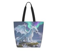 CNTDBU Winter Dragon Tyvek Sac fourre-tout réutilisable en papier léger pliable imperméable durable respectueux de l'environnement pour le shopping, le travail, les voyages