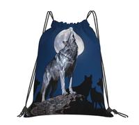 CNTDBU Wolf King Howl Grand sac à dos imperméable et léger pour le sport, sac à dos décontracté avec cordon de serrage pour voyage randonnée