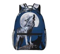 CNTDBU Wolf King Howl Sac à dos léger et décontracté pour adultes, sac à dos de voyage de grande capacité avec sangles rembourrées, sac de navetteur résistant à l'eau