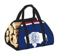 CNTDBU Wyoming Sac de transport de bois de chauffage avec drapeau de l'État du Wyoming - En toile robuste - Sac de transport de bois imperméable avec poignées rembourrées