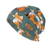 CNTDBU Yellow Fox Bonnet d'hiver unisexe avec imprimé intégral Motif tête de mort double face Cadeau amusant pour hommes, femmes, couples