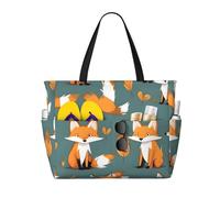 CNTDBU Yellow Fox Sac de voyage de plage de grande capacité imperméable avec 7 poches, sac fourre-tout surdimensionné pour gym, camping, léger et pliable