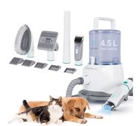 CNTURY Aspirateur de toilettage pour chien, kit de toilettage 5 en 1 à faible bruit avec tondeuse pour animaux de compagnie - Gobelet à poussière de 4,5 L, brosse à poils et ventouse puissante pour un