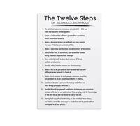 CNTUSRXT Alcoholics Anonymous 12 Steps Canvas Print - Recovery Poster, Wall-Art for Sobriety, Hope & Encouragement(Framed,12x18inch(30x45cm))