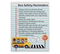 CNTUSRXT Classroom Rules Poster School Bus and Behavior Guidelines Canvas Print for Elementary School(Unframed,08x12inch(20x30cm))
