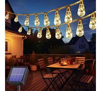 Cnulenzt Guirlande Lumineuse Exterieure Solaire, 16 Ampoules 8 m/8 modes, Guirlande Lumineuse Solaire étanche IP65, pour jardin, balcon, patio, fête (blanc chaud)