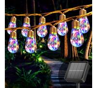 Cnulenzt Guirlande lumineuse solaire d'extérieur avec 16 ampoules, 8 m, résistante aux intempéries, multicolore, vintage, pour jardin, balcon, terrasse, fête (multicolore)