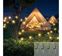 Cnulenzt Lampe Solaire Extérieur Jardin, 4 Pièces 10 LED Lampe Luciole Solaire Étanches IP65, Éclairage d'Ambiance Décoratif pour Patio, Balcon, Terrasse, Cour et Fête (Blanc Chaud)