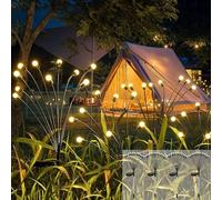 Cnulenzt Lampe Solaire Extérieur Jardin, 4 Pièces 10 LED Lampe Luciole Solaire Étanches IP65, Éclairage d'Ambiance Décoratif pour Patio, Balcon, Terrasse, Cour et Fête (Blanc Chaud)