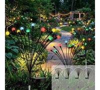 Cnulenzt Lot de 4 guirlandes lumineuses solaires d'extérieur, 10 LED, étanches IP65, pour jardin, terrasse, arbustes, décoratives (multicolore)