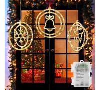 Cnuleznt [Lot de 3] Guirlandes lumineuses Noël, 3D Anneau tridimensionnel rotatif, Enroulement de fil PVC imperméable,Guirlande lumineuse piles Pour Intérieure, Fenêtres, Noël, Chambre(Blanc Chaud)