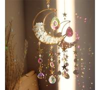 Cnwinu Attrape-soleil en cristal - Décoration de fenêtre avec chaîne - Pendentif - Cristaux à suspendre - Carillon éolien pour fenêtre, chambre à coucher, voiture, maison, jardin - Sablier lune blanc