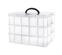Cnwinu Boîtes de tri pour petites pièces, boîte de rangement empilable à 3 niveaux avec 30 compartiments, boîte de tri en plastique transparente avec poignée, pour pièces métalliques, perles, briques