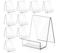 Cnwinu Lot de 10 supports de livre en acrylique transparent avec rebord pour afficher des livres, des albums photo, des recettes, des cartes, des magazines, des cahiers, des travaux manuels, des