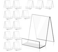 Cnwinu Lot de 15 supports de livre en acrylique transparent avec rebord pour afficher des livres, des albums photo, des recettes, des cartes, des magazines, des cahiers, des travaux manuels, des