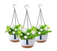 Cnwinu Lot de 3 pots de fleurs suspendus, cache-pot en plastique, crochet de chaîne en métal amovible - Pots de fleurs suspendus, pot de fleurs suspendu à l'intérieur, lampe de fleur extérieure