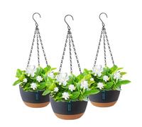 Cnwinu Lot de 3 pots de fleurs suspendus, cache-pot en plastique, crochet de chaîne en métal détachable - Pot de fleurs suspendu intérieur, extérieur, pour jardin, décoration murale