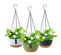 Cnwinu Lot de 3 pots de fleurs suspendus, cache-pot en plastique, crochet de chaîne en métal détachable - Pot de fleurs suspendu à l'intérieur, pot de fleurs suspendu à l'extérieur, jardin, décoration