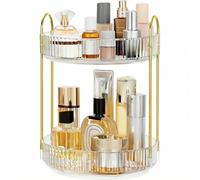 Cnwinu Organisateur de maquillage rotatif - Rond - Organiseur de salle de bain - Étagère de parfum - Organiseur de beauté - Organisateur cosmétique pour cosmétiques et parfum (2 couches transparentes)