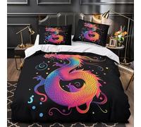 CNWRZCJXY Dragon 3D Imprimé Drap de Couette Microfibre Lavable Machine Néon éclatant Housse de Couette 2 taies inaltérable garçons Filles Double（200x200cm）