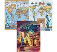Cnyaunfi 3 Lot 5D Carte Diamond Painting Carrée/Broderie, DIY RétroDiamond Painting Complet, Peinture Diamant Décor Mur À La Maison Cadeau pour Famille/Mariage/Anniversaire 50x70cm YF-3371