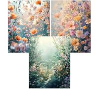 Cnyaunfi 3 Pack 5D Fleur Diamond Painting Kits for, Kit Complet Peinture Diamant Multicolore,DIY Carrée Drill Diamond Art for Beginners, pour le salon, la chambre à coucher 70x90cm YF-3230