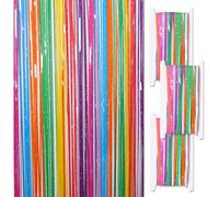 CNYMANY 3 pièces Rideau à Franges Scintillant, 1x2,5m, Arc-en-Ciel, PET, Multicolore, pour Anniversaire, Mariage