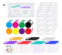 CNYMANY Lot de 30 pochettes à médicaments réutilisables avec fermeture éclair et fermeture à glissière, avec autocollant hebdomadaire, étiquettes inscriptibles, sac de rangement