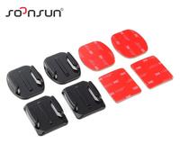 CNYO® 2 pcs Plat et 2 pcs Adhésives Incurvées Autocollant Kit de Montage pour GoPro Hero 6 5 4 Session 3 + 3 2 pour SJCAM pour Xiaomi Yi Caméra