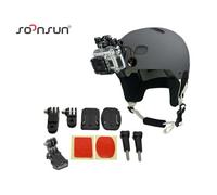 CNYO® Casque Front Mount w/Ajustement Adhésives Incurvées Support J-Crochet boucle pour GoPro Hero 6 5 4 3 + pour SJCAM accessoires