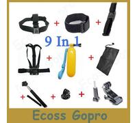 CNYO® GoPro Accessoires Set Gopro Dragonne pour Télécommande + Casque Extension Kits Montage + Poitrine Ceinture + J Crochet Mont + Bobber + Pour gopro hero4/3/3 +/2
