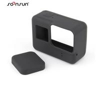 CNYO® Noir Souple de Protection En Silicone Peau Cas + Lentille En Caoutchouc Cap Protecteur pour GoPro Hero 6 5 Noir Pour Go Pro accessoire