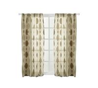 CNYUON 2 Panneaux Tulle écran Tringle à Rideau Poche Balcon Salon Semi-Transparent Stores Porte Salle diviseur Voile Rideaux(Beige,100 * 200cm)