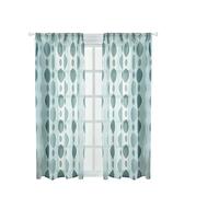 CNYUON 2 Panneaux Tulle écran Tringle à Rideau Poche Balcon Salon Semi-Transparent Stores Porte Salle diviseur Voile Rideaux(Blue,100 * 200cm)