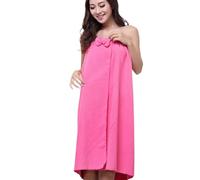 CNYUON 3 pièces femmes séchage rapide nœud papillon portable serviette enveloppement corps plage salle de bain peignoir Robe doux absorbant microfibre(Pink)