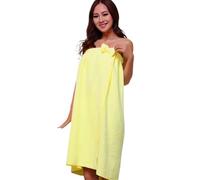 CNYUON 3 pièces femmes séchage rapide nœud papillon portable serviette enveloppement corps plage salle de bain peignoir Robe doux absorbant microfibre(Yellow)