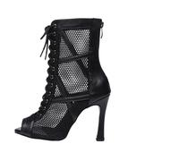 CNYUON Chaussures de Danse Latine for Femmes, Bottes en Maille Tango, Chaussons fête for Dames, Chaussures for Salle Bal Salsa pour Performer(7.5CM_37)