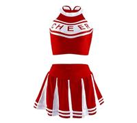CNYUON Costume classique de pom-pom child lycée, uniforme sportif for étudiantes, tenue fête carnaval athlétique avec Accessoires(Red,M)