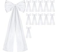 CNYUON Grands nœuds de Mariage avec Longues queues, 1 pièce, décorations d'allée, décor Fond en Ruban Satin for réception Nuptiale