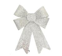 CNYUON Grands nœuds Scintillants de 32cm, décoration noël, Pendentif d'arbre, Ornement for la Maison, fête et du Nouvel an, décorations DIY(Silver)