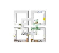 CNYUON Lot de 4, 8 ou 12 Autocollants muraux carrés à Effet Miroir géométrique, décoration d'intérieur(Silver,20x20cm 4pcs)