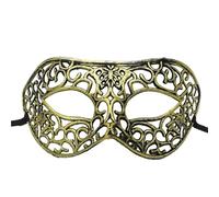 CNYUON Masque de mascarade Vintage Prince, demi-masque en cuivre Antique, masques couronne rétro, décoration fête for femmes, 4 pièces(Gold style 11)