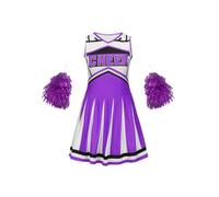 CNYUON Robe de pom-pom child mignonne for enfants, tenue spectacle à pompons, vêtements fête for filles, saison rentrée scolaire avec Accessoires(Purple,160(13-14Y))